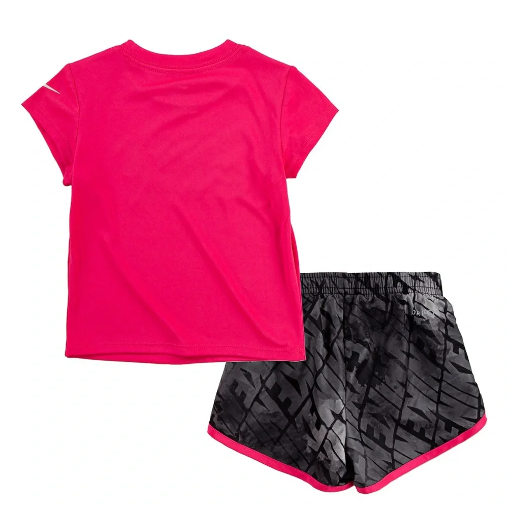 Nike graphic Dri-FIT pink tee and short Set